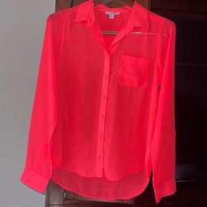 American Eagle Outfitters Neon Orange Long Sleeve Blouse Size Medium